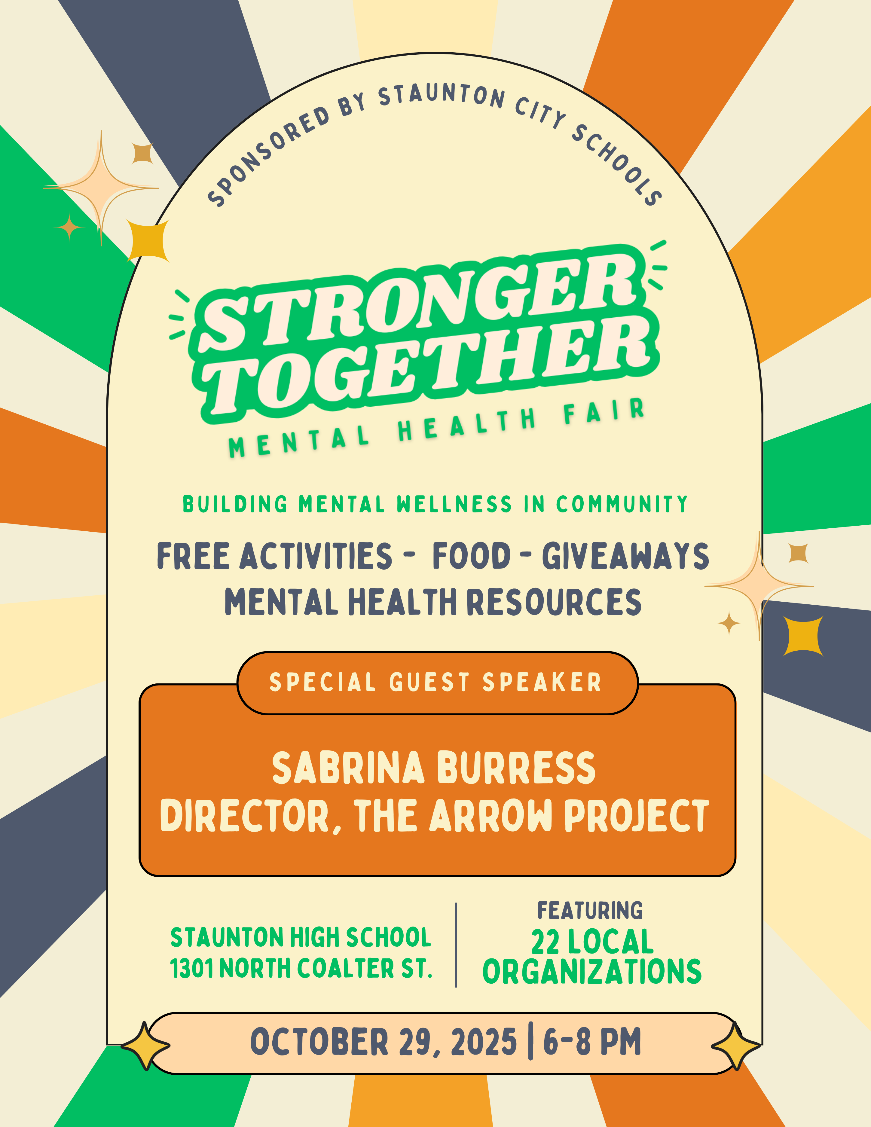 stronger together mental health fair flyer